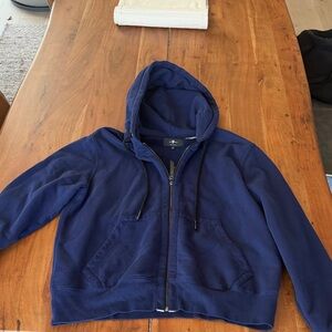 7 For All Mankind Men's Navy Blue Zip-Up Hoodie